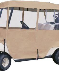 Classic Accessories Deluxe 2-Person Golf Cart Enclosure For Unisex Light Khaki
