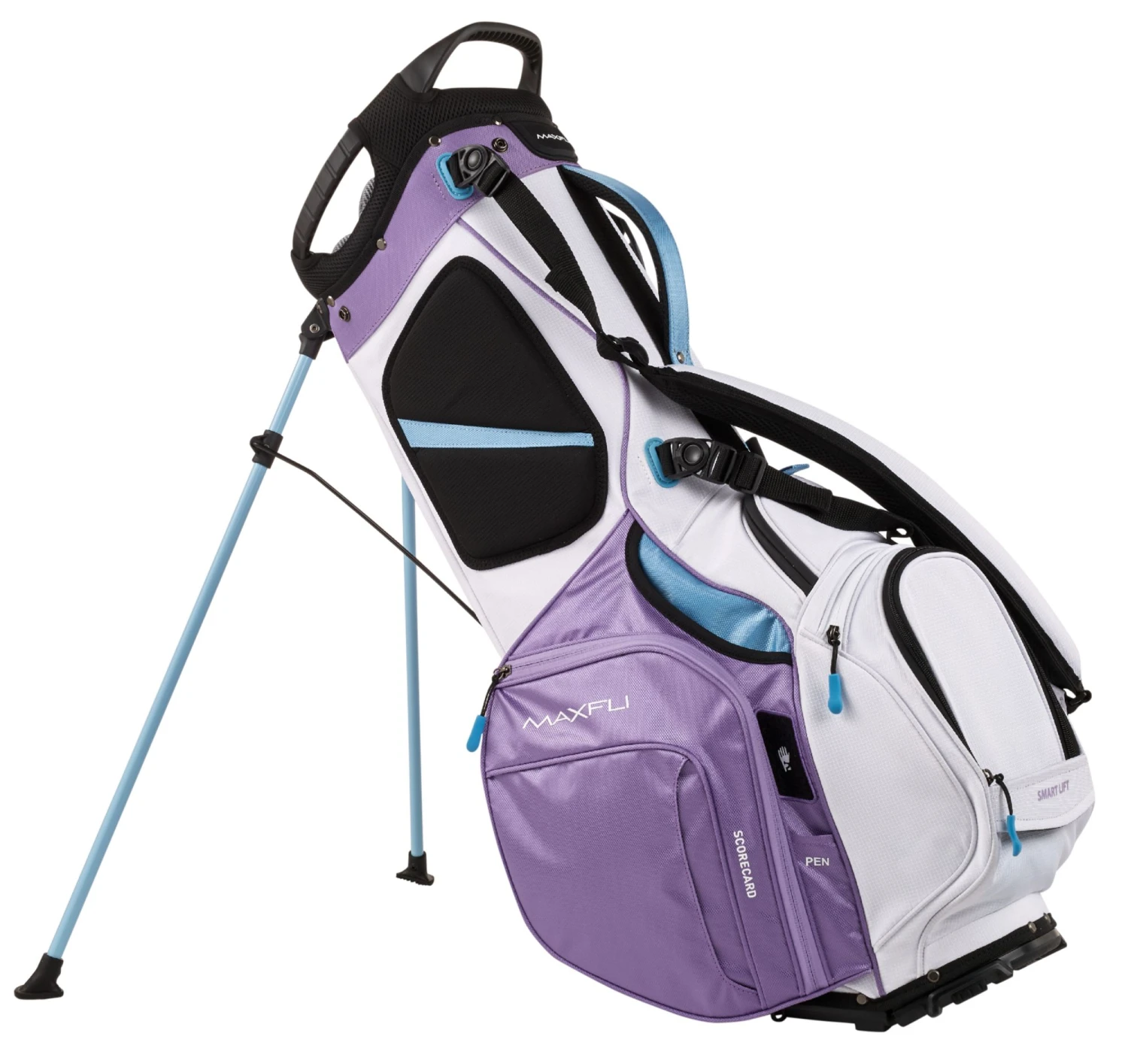 Maxfli Women's 2022 Honors+ 14-Way Stand Bag Purple/white 3 Maxfli Women's 2022 Honors+ 14-Way Stand Bag Purple/white - Image 3